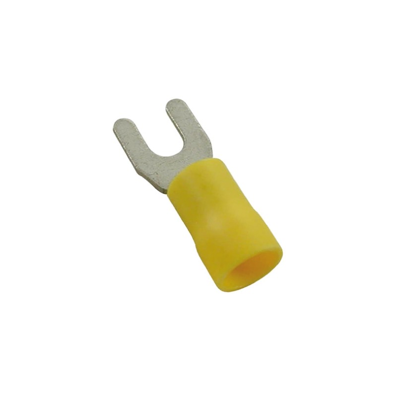 500 pcs - RS PRO Insulated Crimp Spade Connector, 0.2mm² to 0.5mm², 26AWG to 22AWG, M5 Stud Size Nylon, Yellow