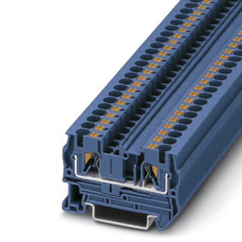 20 pcs - 3211760 Phoenix Contact PT 4 BU Series Blue Feed Through Terminal Block, 0.2 - 6mm², Single-Level, Push In Termination