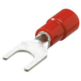 50 pcs - HC TMEV1.25Y-3.5-RED Nichifu, TMEV Insulated Crimp Spade Connector, 0.3mm² to 1.6mm², 22AWG to 16AWG, 6 Stud Size Vinyl