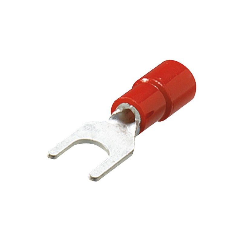 50 pcs - HC TMEV1.25Y-3.5-RED Nichifu, TMEV Insulated Crimp Spade Connector, 0.3mm² to 1.6mm², 22AWG to 16AWG, 6 Stud Size Vinyl
