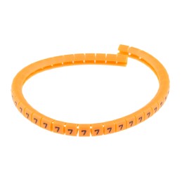 1 Reel of 100 - RS PRO Snap On Cable Markers, Black on Orange, Pre-printed '7', 3 - 3.4mm Cable