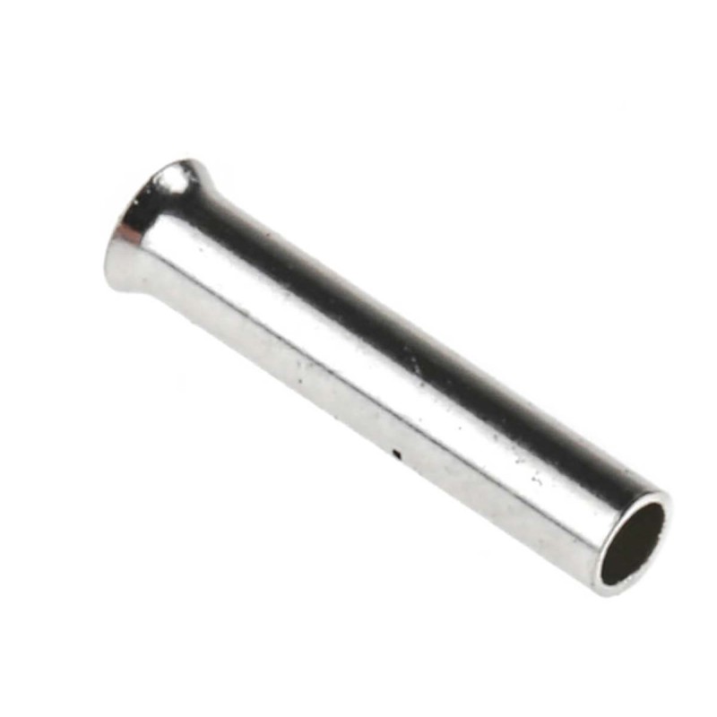 500 pcs - RS PRO Crimp Bootlace Ferrule, 8mm Pin Length, 1.5mm Pin Diameter, 0.75mm² Wire Size