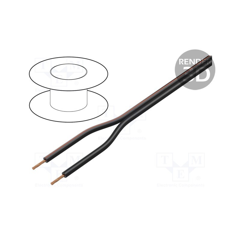 20 m : TSK1013 - Wire: loudspeaker cable, 2x0.75mm2, stranded, OFC, black, PVC