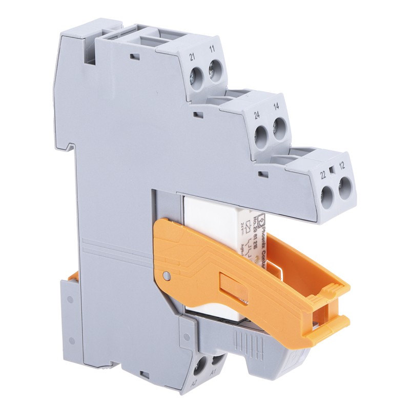 1 pcs - Phoenix Contact RIF-1-RSC-LDP-24DC/2X21AU Series Interface Relay, DIN Rail Mount, 24V dc Coil, DPDT, 2-Pole