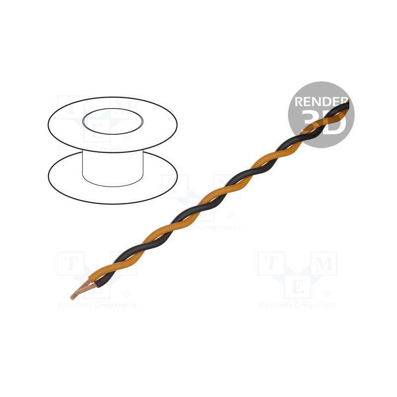 20 m : TSK1130 ORANGE BLACK - Wire: assembly, 2x0.25mm2, stranded, Ext.dimensions: 2x1.4mm, 100m
