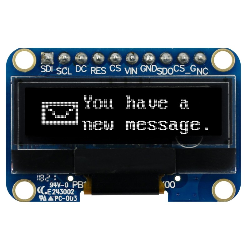 1 pcs - Midas 1.04in White Passive matrix OLED Display 128 x 32pixels COB SPI Interface