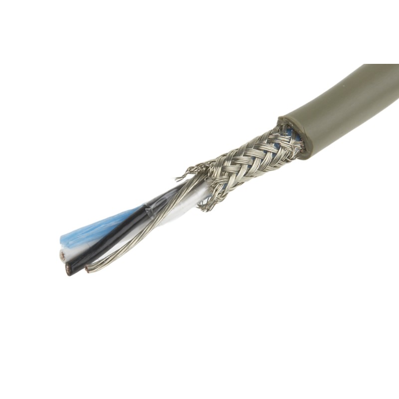 1 Reel of 50 M - Alpha Wire Twisted Pair Data Cable, 1 Pairs, 0.35 mm², 2 Cores, 22 AWG, Screened, 50m, Grey Sheath