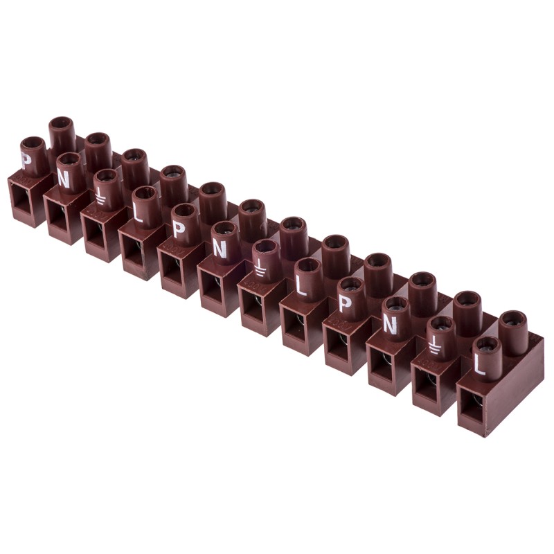 20 pcs - RS PRO Non-Fused Terminal Block, 12-Way, 4 mm² Wire, Screw Termination