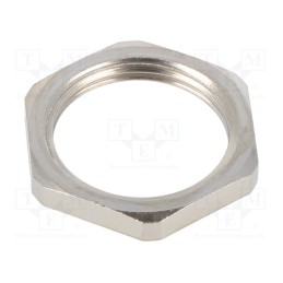 10 pcs : EM-LN-M25-MET-A - Nut, M25, brass, 30mm, Thread: metric, Pitch: 1.5, Plating: nickel