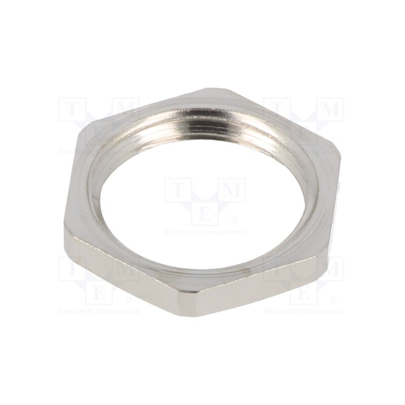 50 pcs : EM-LN-PG9-MET-A - Nut, PG9, brass, 18mm, Plating: nickel, Entrelec