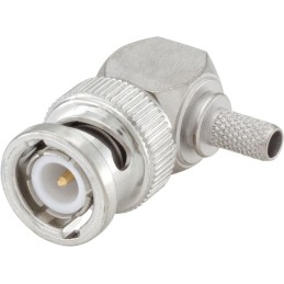 1 pcs - Rosenberger, Plug Cable Mount BNC Connector, 50Ω, Crimp Termination, Right Angle Body