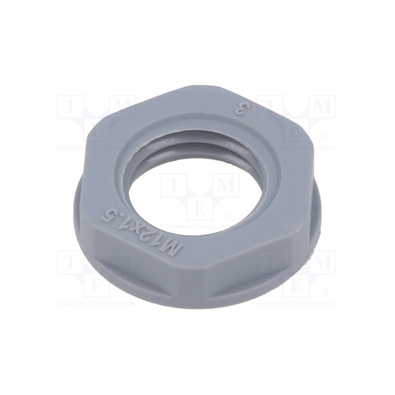50 pcs : EP-LN-M12-GR-A - Nut, M12, polyamide, 18mm, grey, Thread: metric, Pitch: 1.5, Entrelec