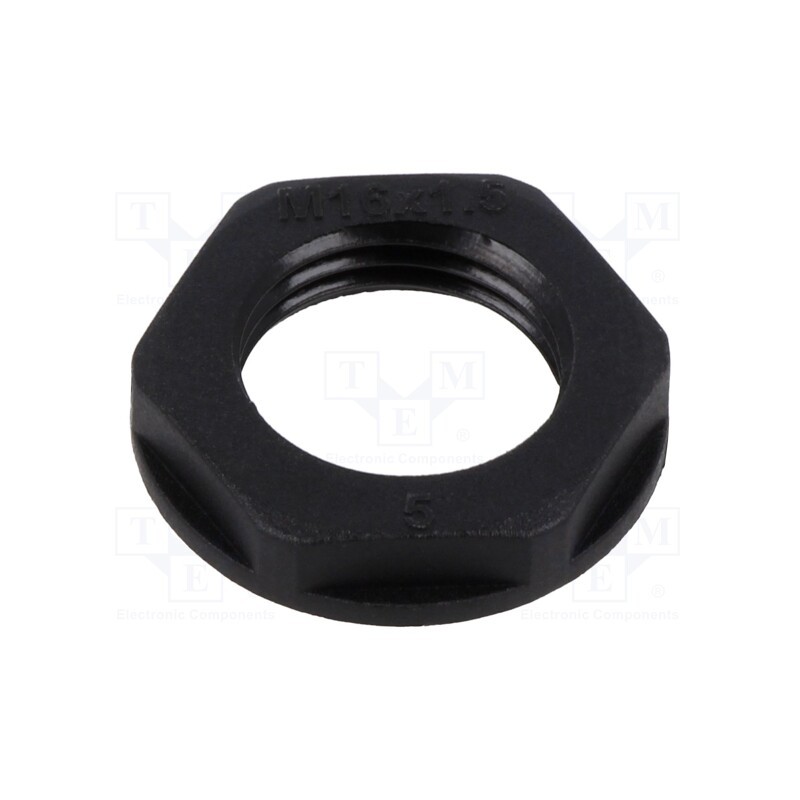 50 pcs : EP-LN-M16-BL-A - Nut, M16, polyamide, 22mm, black, Thread: metric, Pitch: 1.5