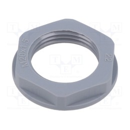 50 pcs : EP-LN-M20-GR-A - Nut, M20, polyamide, 26mm, grey, Thread: metric, Pitch: 1.5, Entrelec