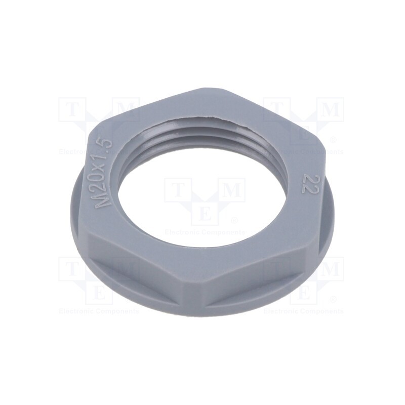 50 pcs : EP-LN-M20-GR-A - Nut, M20, polyamide, 26mm, grey, Thread: metric, Pitch: 1.5, Entrelec