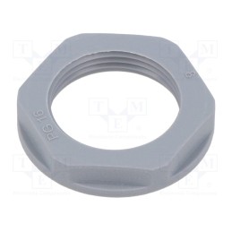 50 pcs : EP-LN-PG16-GR-A - Nut, PG16, polyamide, 30mm, grey, Thread: PG, Entrelec