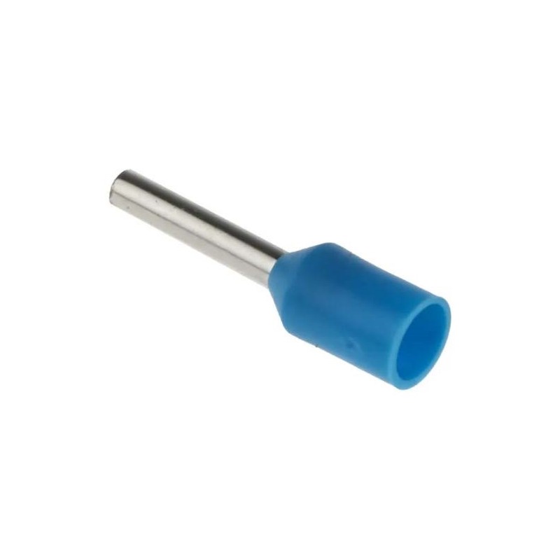 500 pcs - RS PRO Insulated Crimp Bootlace Ferrule, 8mm Pin Length, 1.5mm Pin Diameter, 0.75mm² Wire Size, Blue
