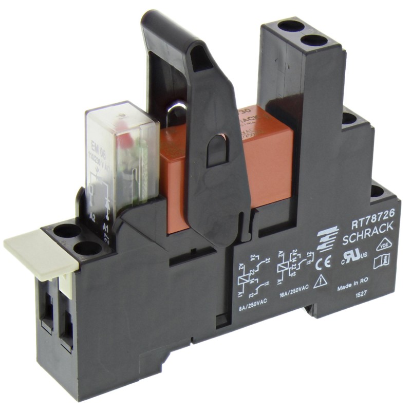 1 pcs - TE Connectivity RT Series Interface Relay, DIN Rail Mount, 230V ac Coil, DPDT, 2-Pole
