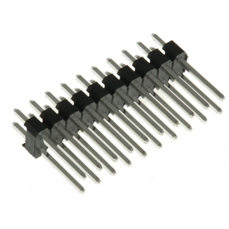 50 pcs - RS PRO Straight Through Hole Pin Header, 20 Contact(s), 2.54mm Pitch, 2 Row(s), Unshrouded