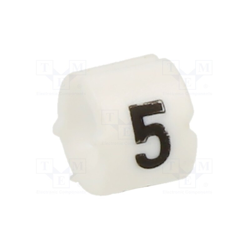 60 pcs : STD06W-5 - Markers, Marking: 5, 2.6÷3.5mm, PVC, white, -40÷106°C, push-in