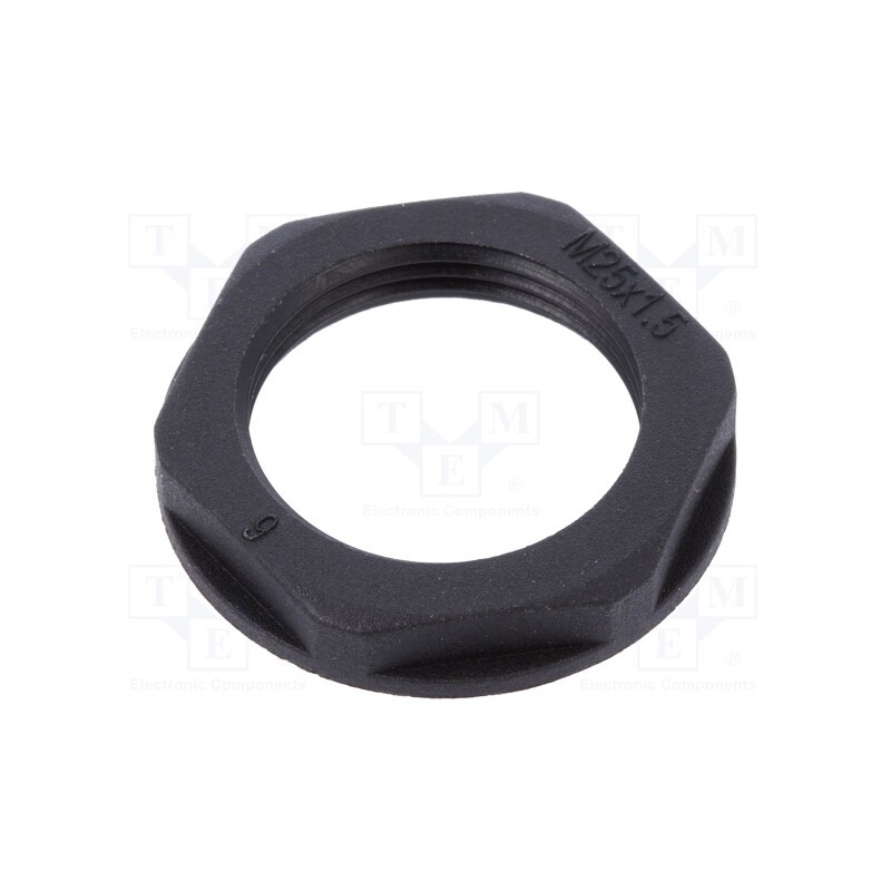 10 pcs : 6000212CC - Nut, M25, polyamide, UL94V-2, black, -40÷125°C, Thread: metric