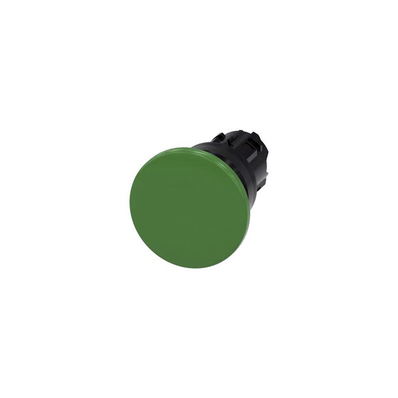 1 pcs - Siemens 3SU1 Series Green Momentary Push Button Head, 22mm Cutout, IP66, IP67, IP69K