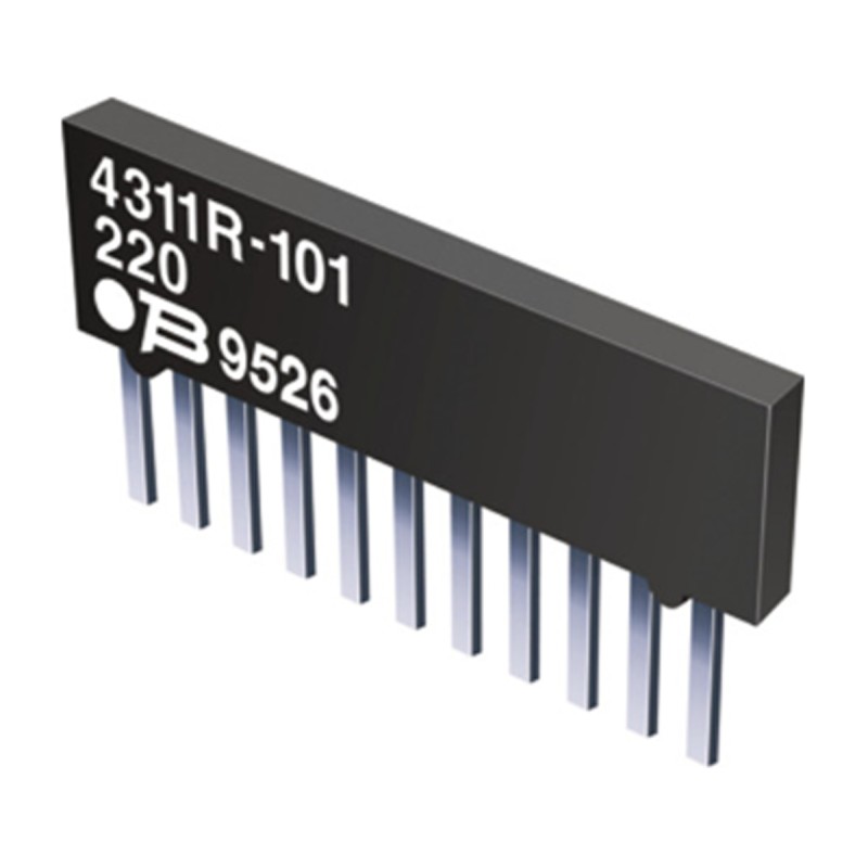 20 pcs - 4308R-102-102LF Bourns, 4300R 1kΩ ±2% Isolated Resistor Array, 4 Resistors, 1W total, SIP, Pin
