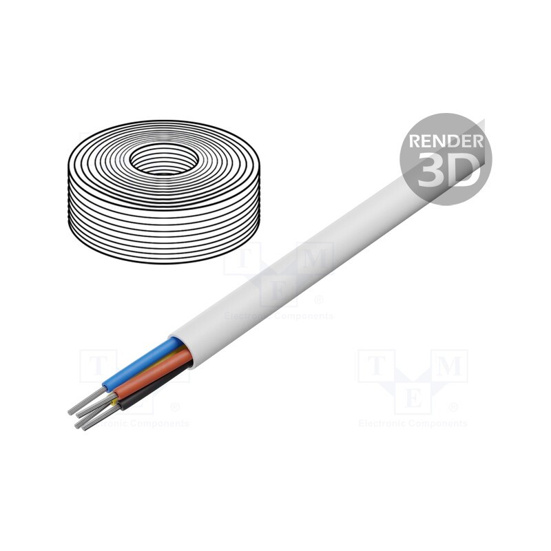 20 m : 0224 003 01 - Wire, SCYY, 4x0.22mm2, round, stranded, Cu,tinned, PVC, white, 150V
