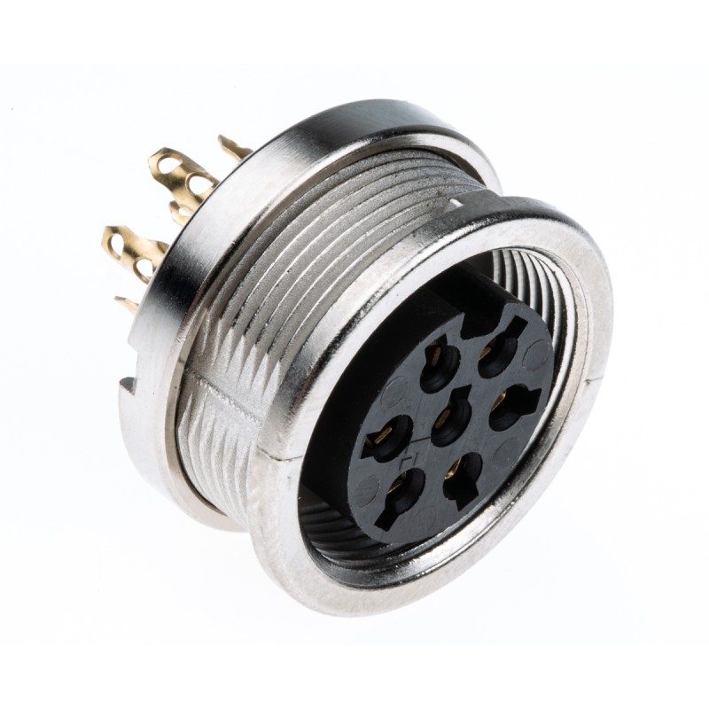 1 pcs - Lumberg, KFV 7 Pole M16 Din Socket, DIN EN 60529, 5A, 250 V ac IP40, Female, Panel Mount