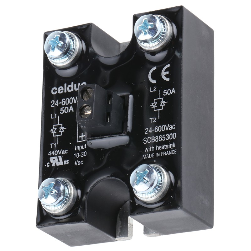 1 pcs - Celduc SCB Series Solid State Relay, 50 A Load, Panel Mount, 600 V ac Load, 30 V dc Control