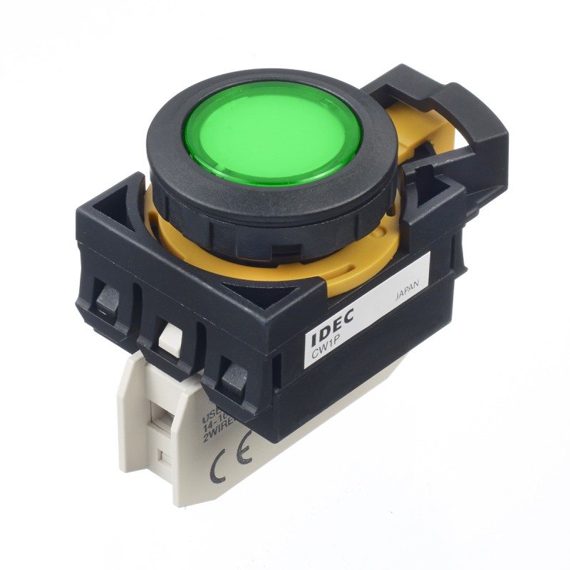 1 pcs - Idec CW Series Push Button, 22mm Cutout, 24V ac/dc, IP66