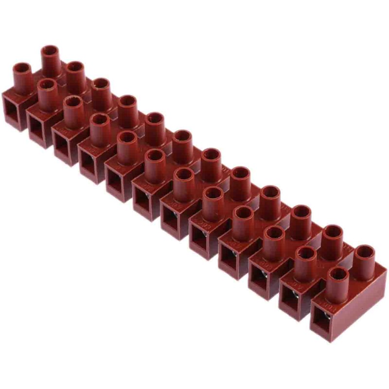 5 pcs - RS PRO Non-Fused Terminal Block, 12-Way, 24A, 2.5 mm² Wire, Screw Down Termination