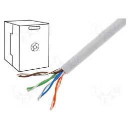 20 m : UTP KAT.5E 4X2X0,5 - Wire, U/UTP, 4x2x24AWG, 5e, solid, Cu, PVC, grey, 305m, Øcable: 5.5mm