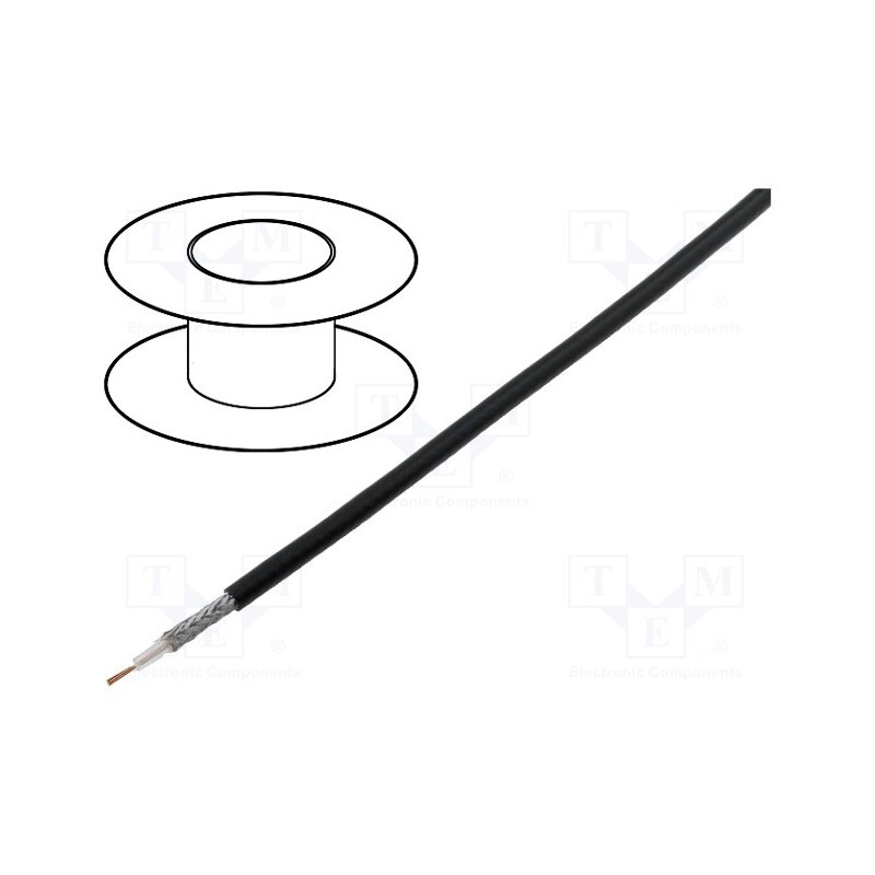 20 m : YWL50-0.45/1.3-BK - Wire: coaxial, RG174, PVC, black, 250m, Øcable: 2.7mm