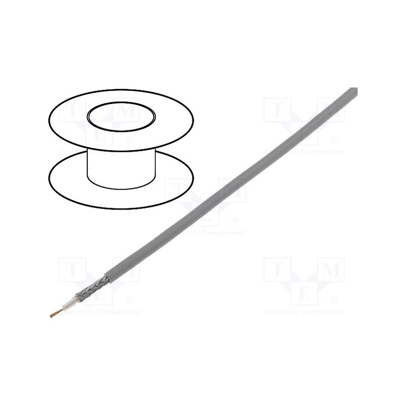 20 m : YWL50-0.45/1.3-GR - Wire: coaxial, RG174, PVC, grey, 250m, Øcable: 2.7mm