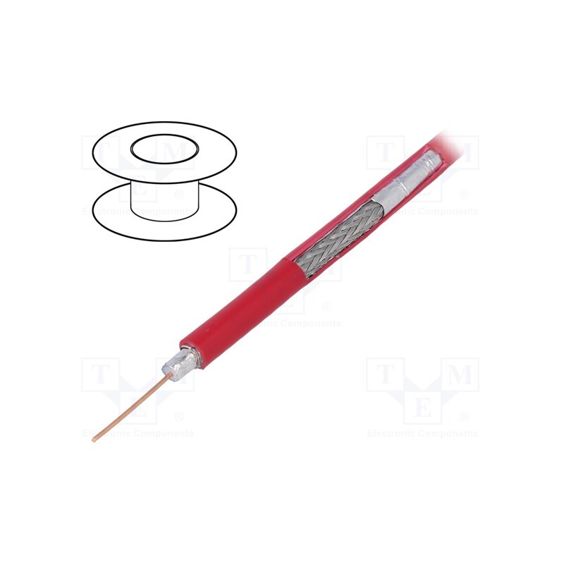 20 m : S5990 RVTCU - Wire: coaxial, RG59, solid, Cu, PVC, red, 100m, Øcable: 6.1mm