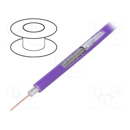 20 m : S5990 VVTCU - Wire: coaxial, RG59, solid, Cu, PVC, violet, 100m, Øcable: 6.1mm