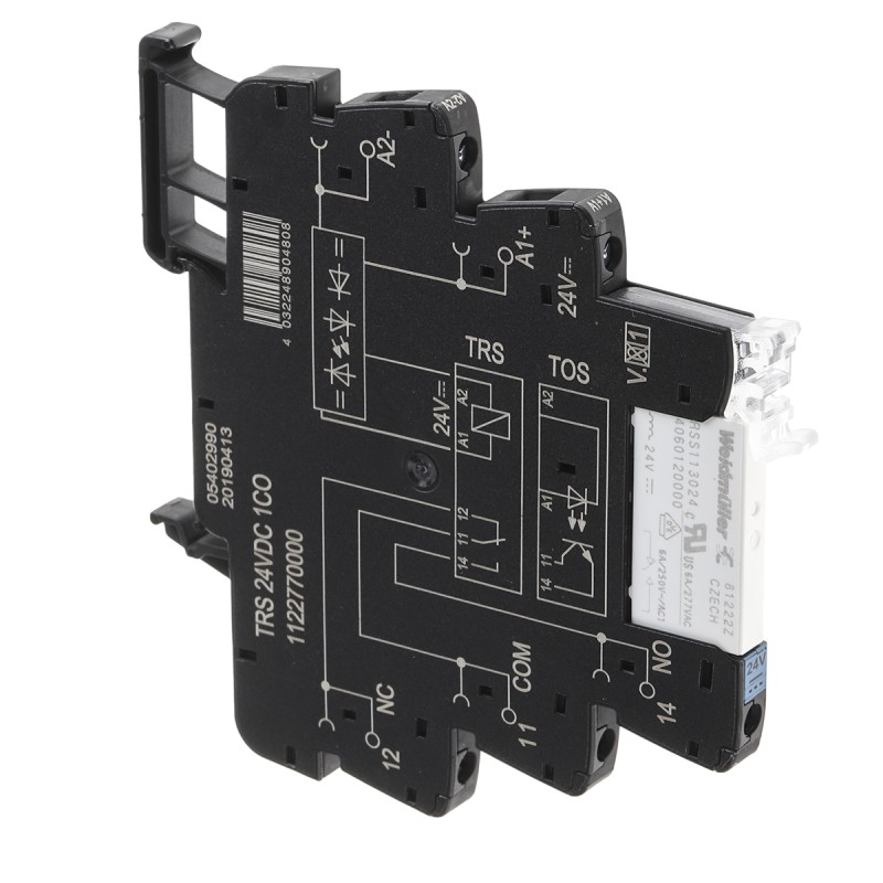 1 pcs - Weidmuller TRS Series Interface Relay, DIN Rail Mount, 24V Coil, SPDT, 1-Pole, 6A Load