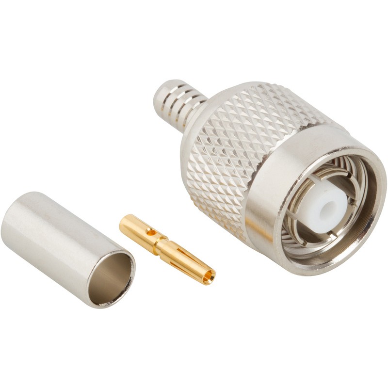 1 pcs - Amphenol RF 122108RP Series, Plug Cable Mount TNC Connector, 50Ω, Crimp Termination, Straight Body