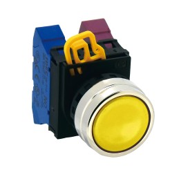 1 pcs - Idec YW4B Series Yellow Momentary Push Button Head, 22mm Cutout, IP65