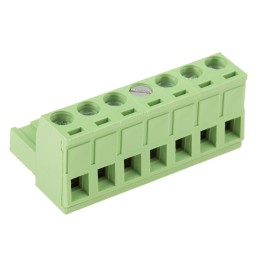 5 pcs - RS PRO 5.08mm Pitch 7 Way Right Angle Pluggable Terminal Block, Plug, Through Hole, Screw Termination
