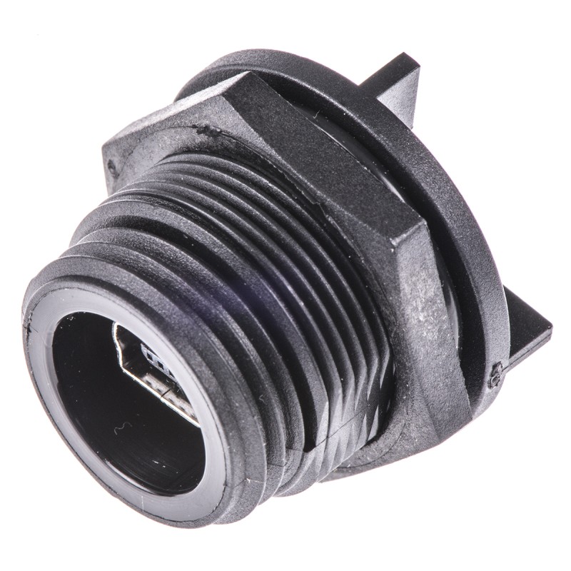 1 pcs - Bulgin Straight, Through Hole, Socket Type B 2.0 IP68 USB Connector