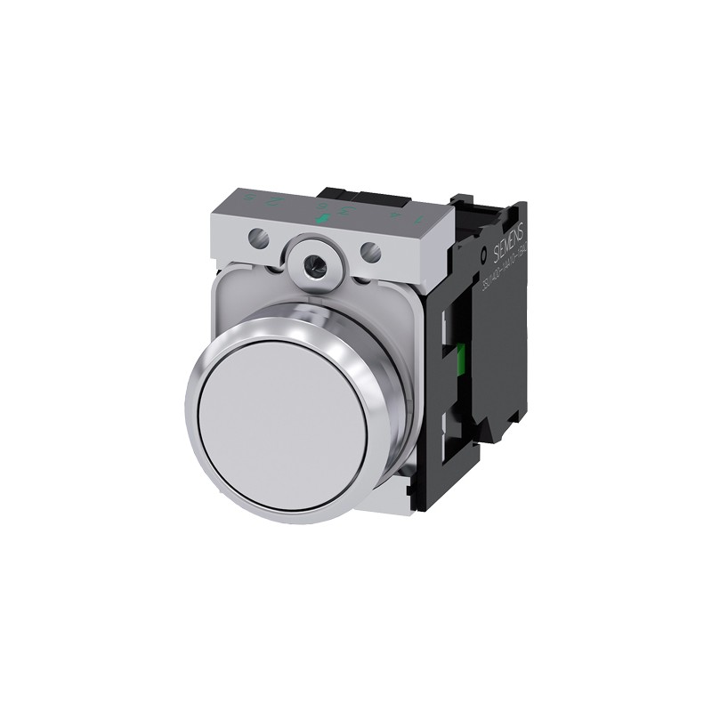 1 pcs - Siemens SIRIUS ACT Series Push Button Complete Unit, Panel Mount, 22mm Cutout, SPST