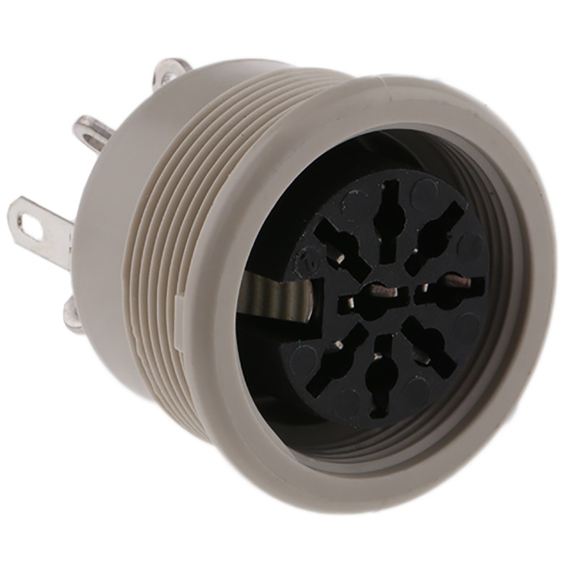 1 pcs - Hirschmann, MAB 8 Pole Din Socket, DIN 45326, 4A, 34 V ac/dc IP30, Screw Lock, Female, Panel Mount