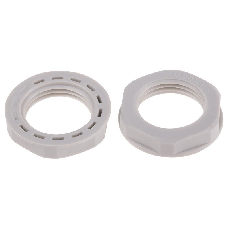 50 pcs - RS PRO Grey Nylon 66 Cable Gland Locknut, M20 Thread, IP68