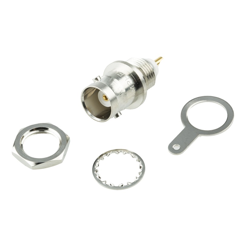 1 pcs - Amphenol, jack Panel Mount BNC Connector, 50Ω, Solder Termination, Straight Body