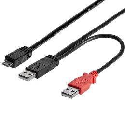 1 pcs - StarTech.com USB 2.0 Cable, Male USB A x 2 to Male Micro USB B Cable, 0.9m