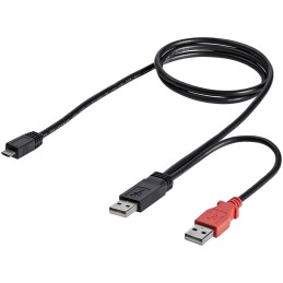 1 pcs - StarTech.com USB 2.0 Cable, Male USB A x 2 to Male Micro USB B Cable, 0.9m