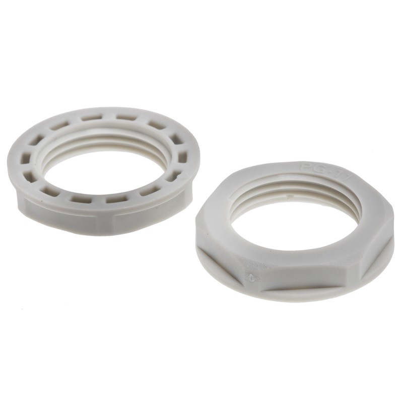 50 pcs - RS PRO Grey Nylon 66 Cable Gland Locknut, PG11 Thread, IP68