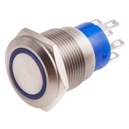 1 pcs - RS PRO Illuminated Push Button Switch, Momentary, Panel Mount, 19.2mm Cutout, DPDT, Blue LED, 250V ac, IP67